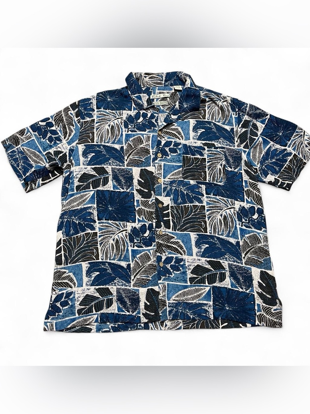 Batck Bay Men's Silk Blend Short Sleeve Button Down Shirt Sz L Hawaiian Tropical